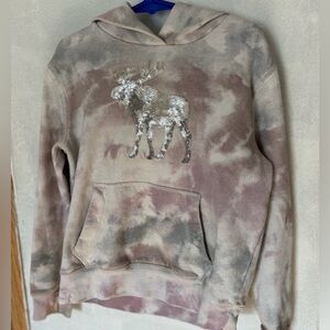 abercrombie kids Tie Dye Sequin Moose Hoodie Purple Gray, Size 7/8